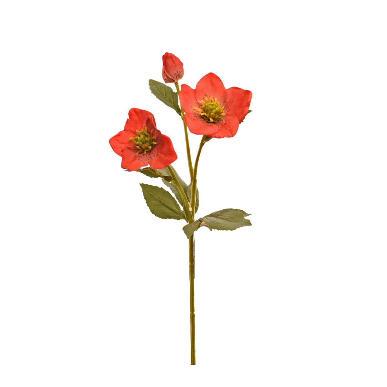 16 Inch Artificial Red Helleborus Stem for Wreaths and Floral Arrangements